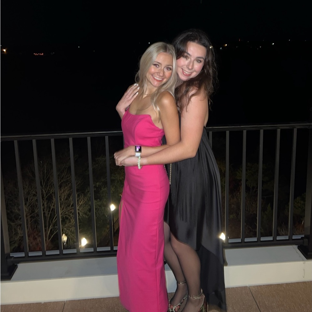 Strapless Hot Pink Midi Dress
